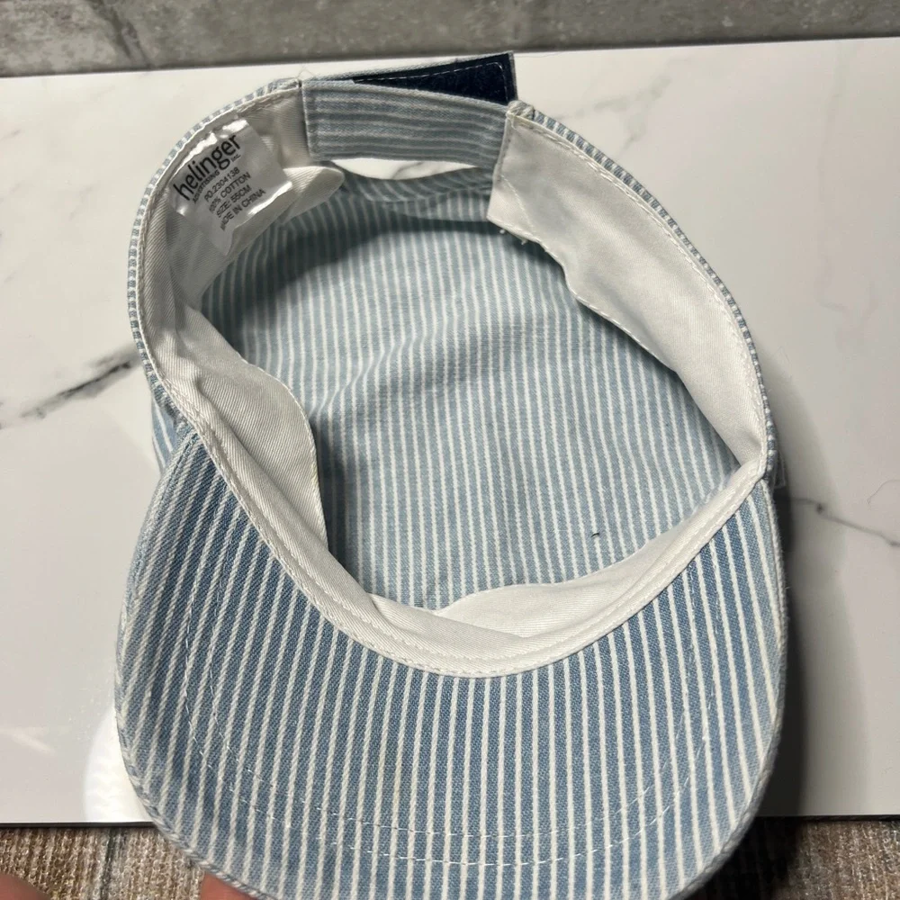 Blue and White Striped Cotton Cap CSX train hat